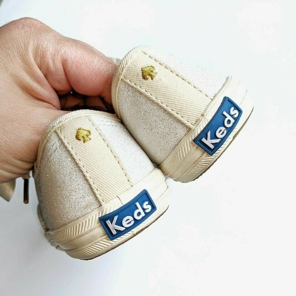 Kate Spade Keds 12 Girls Champion Silver & Gold Glitter Sneakers - Picture 3 of 7